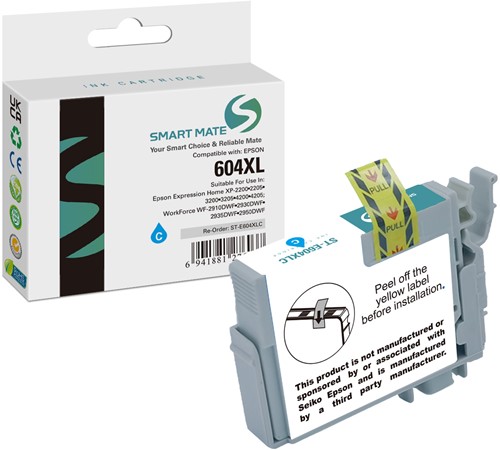 Smart Mate alternatief t.b.v. EPSON Inkjet C13T10H24010 (604XL) Cyaan 7 ml