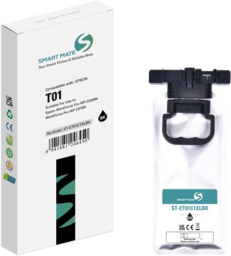 Smart Mate alternatief t.b.v. Epson Inkjet C13T01C100 (T01) Zwart 188 ml