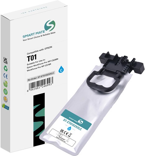 Smart Mate alternatief t.b.v. Epson Inkjet C13T01D200 (T01) Cyaan 220 ml