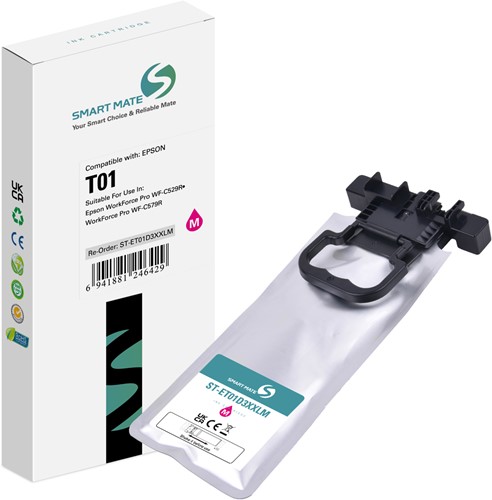 Smart Mate alternatief t.b.v. Epson Inkjet C13T01D300 (T01) Magenta 220 ml