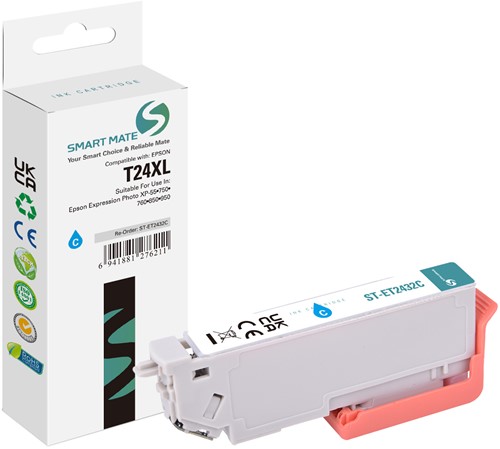 Smart Mate alternatief t.b.v. Epson Inkjet C13T24324010 (T24XL) Cyaan 12,4 ml