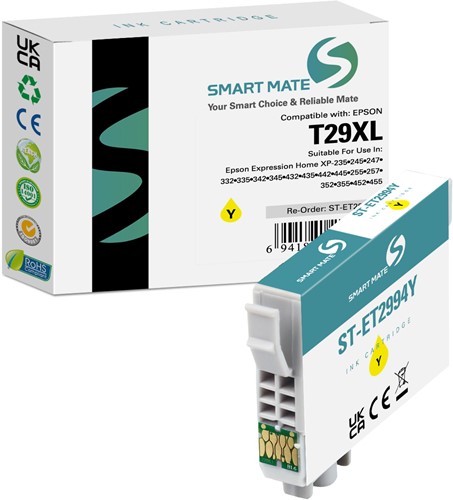 Smart Mate alternatief t.b.v. Epson Inkjet C13T29944010 (T29XL) Geel 9,6 ml
