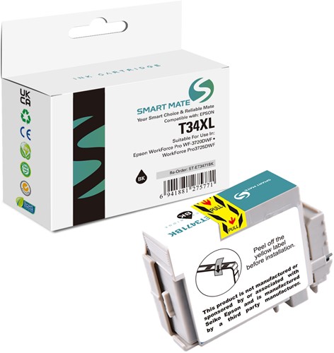 Smart Mate alternatief t.b.v. Epson Inkjet C13T34714010 (T34XL) Zwart 23,4 ml