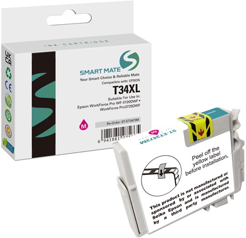 Smart Mate alternatief t.b.v. Epson Inkjet C13T34734010 (T34XL) Magenta 14 ml
