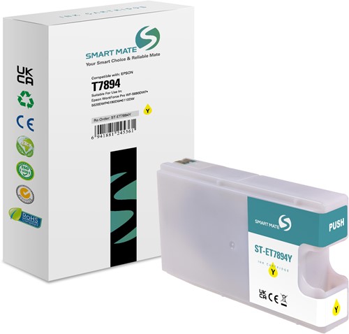 Smart Mate alternatief t.b.v. Epson Inkjet C13T789440 (T7894) Geel 35 ml