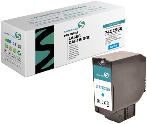 Smart Mate alternatief t.b.v. Lexmark Toner 74C2SC0 Cyaan 7000 afdrukken
