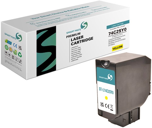 Smart Mate alternatief t.b.v. Lexmark Toner 74C2SY0 Geel 7000 afdrukken