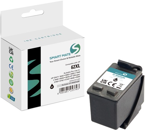 Smart Mate alternatief t.b.v. HP Inkjet C2P05AE (62XL) Zwart 18 ml