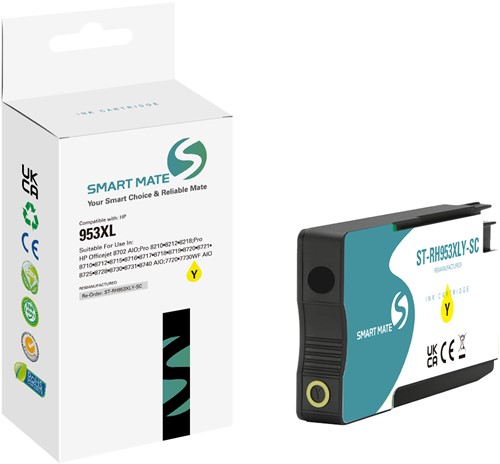 Smart Mate alternatief t.b.v. HP Inkjet F6U18AE (953XL) Geel 24 ml