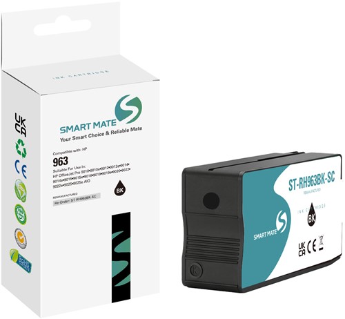 Smart Mate alternatief t.b.v. HP Inkjet 3JA26AE (963) Zwart 23 ml