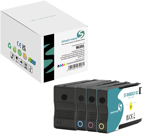 Smart Mate alternatief t.b.v. HP Inkjet 3YP35AE (963XL) Zwart/Cyaan/Magenta/Geel 58.0/25.8/25.8/25.8 ml