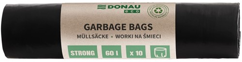 Vuilniszakken Donau Eco - extra sterk, zwart, 60 L - 10 stuks