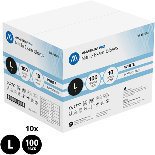 Nitril - omdoos/10x100 stuks - maat L - witte handschoenen ongepoederd